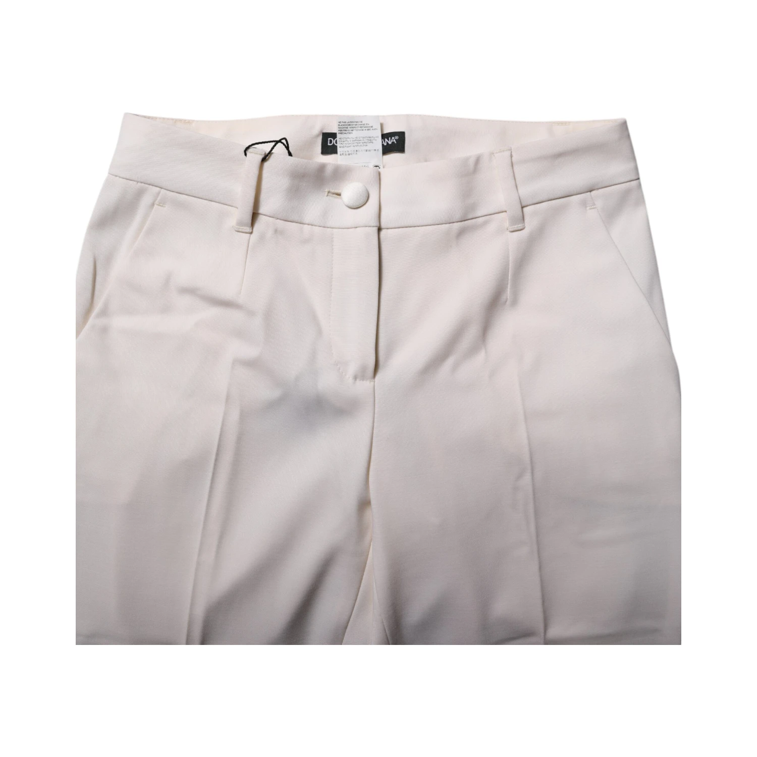 White Wool Tapered High Waist Pants