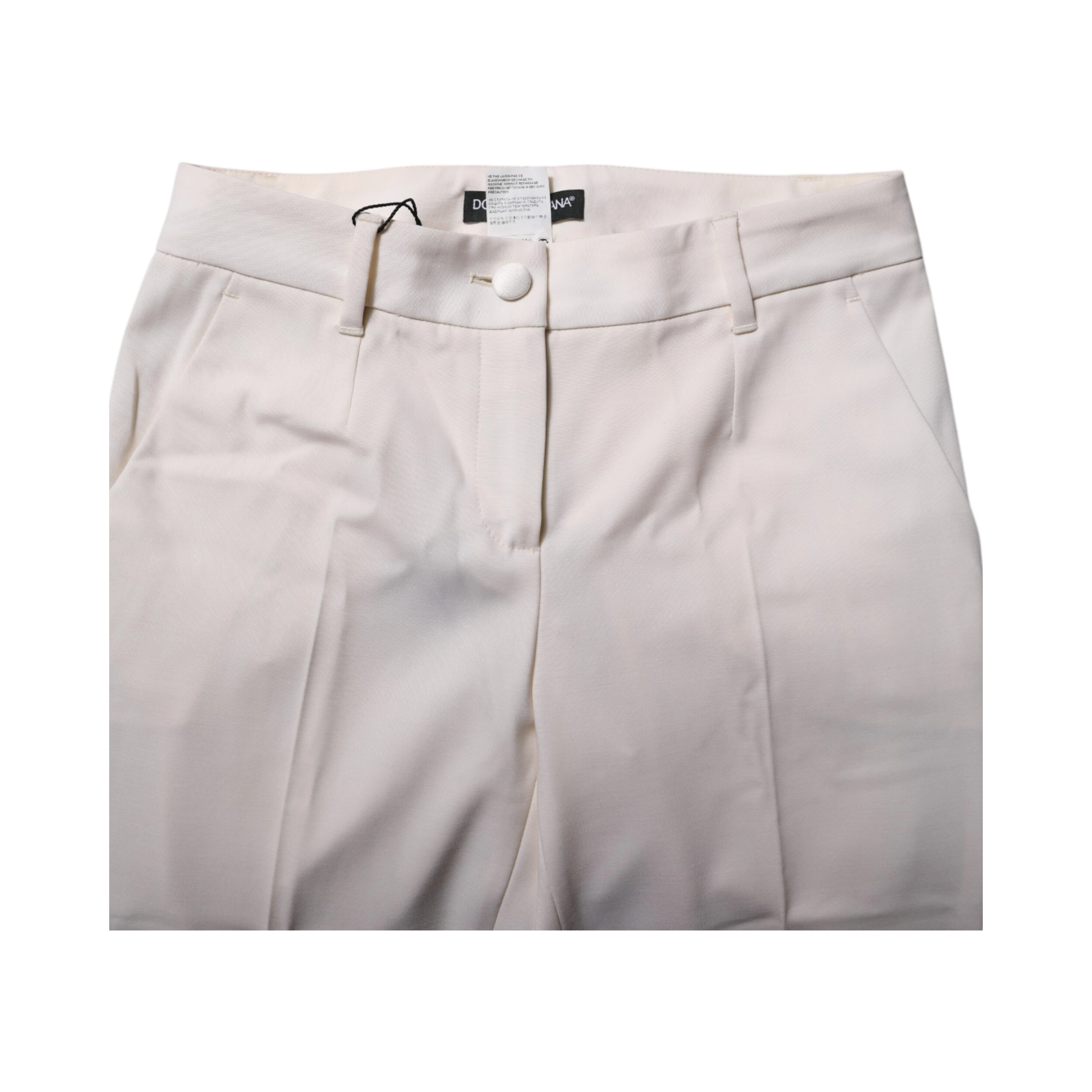 White Wool Tapered High Waist Pants