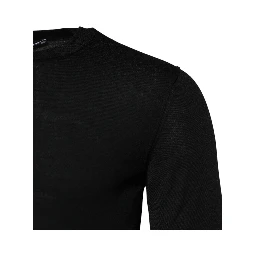 Black Cashmere Crew Neck Long Sleeves T-shirt