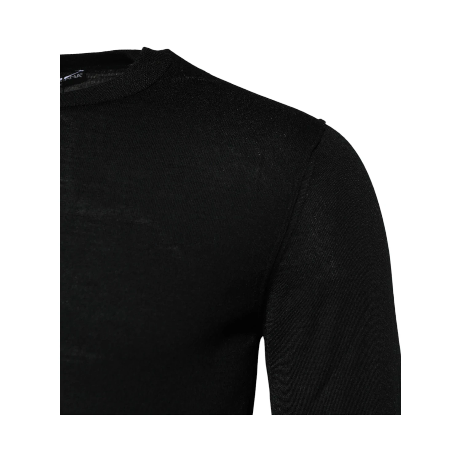 Black Cashmere Crew Neck Long Sleeves T-shirt