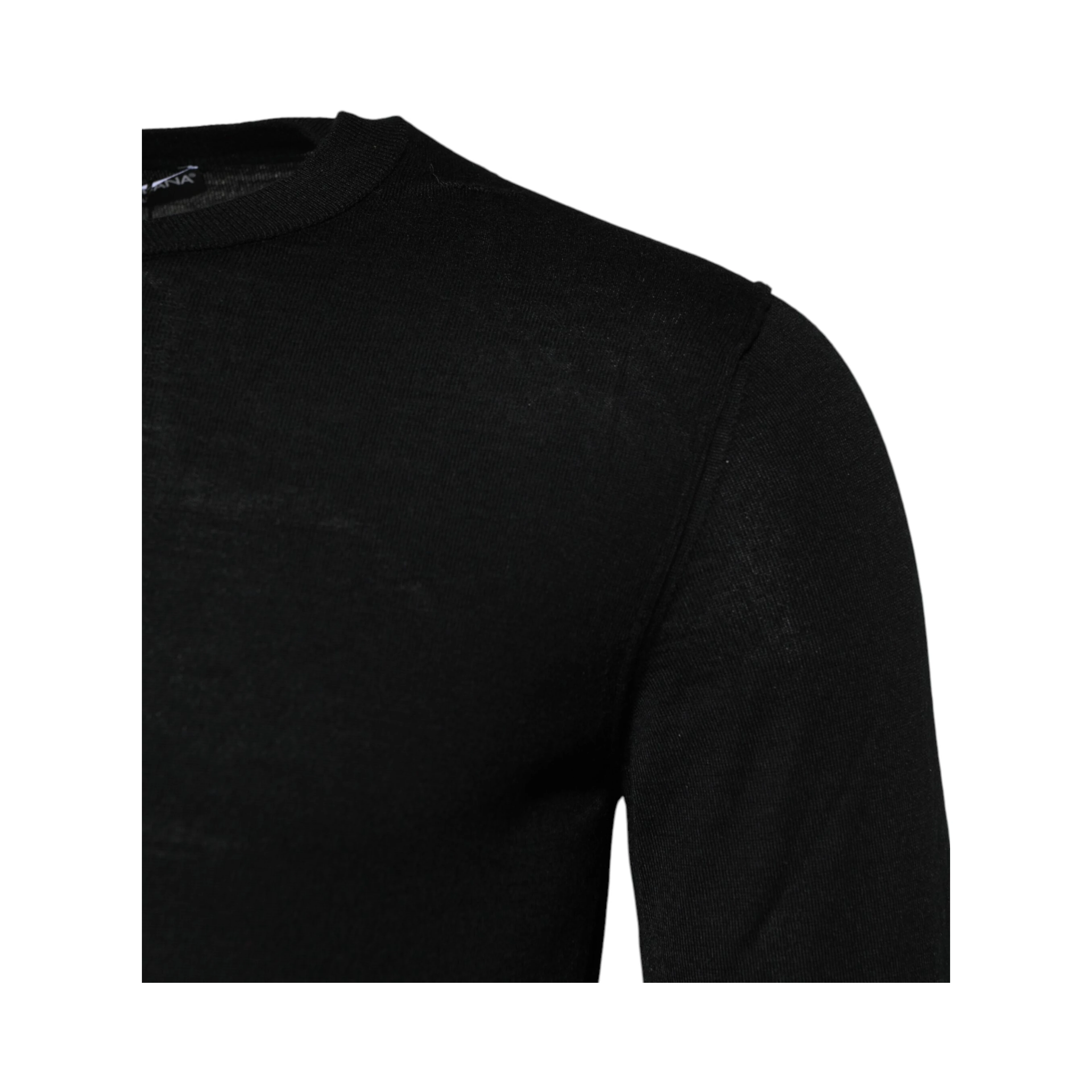 Black Cashmere Crew Neck Long Sleeves T-shirt
