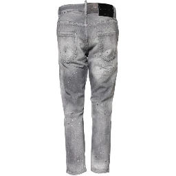 Gray Washed Mid Waist Tapered Jeans