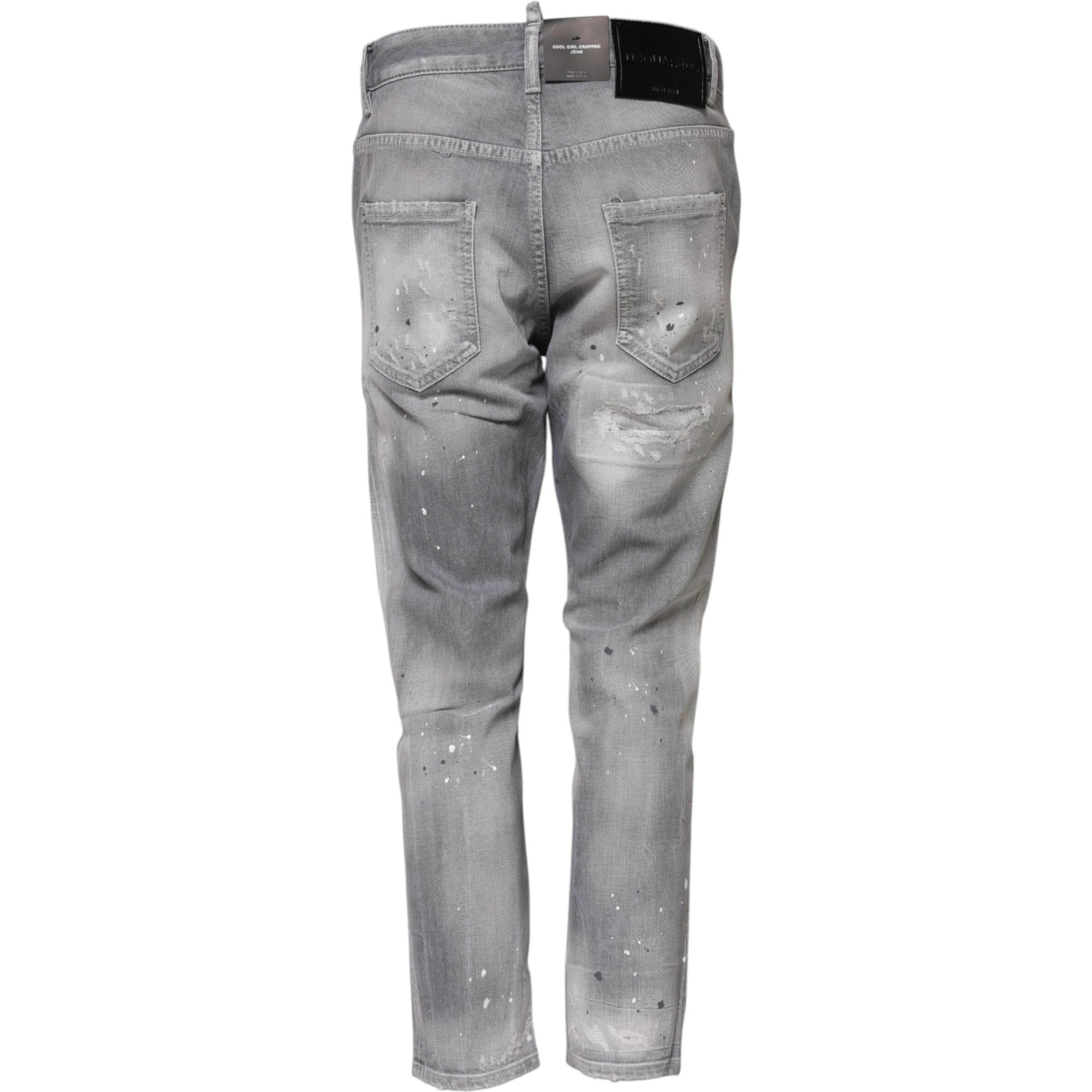 Gray Washed Mid Waist Tapered Jeans
