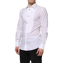 White Cotton GOLD Bib Poplin Formal Shirt