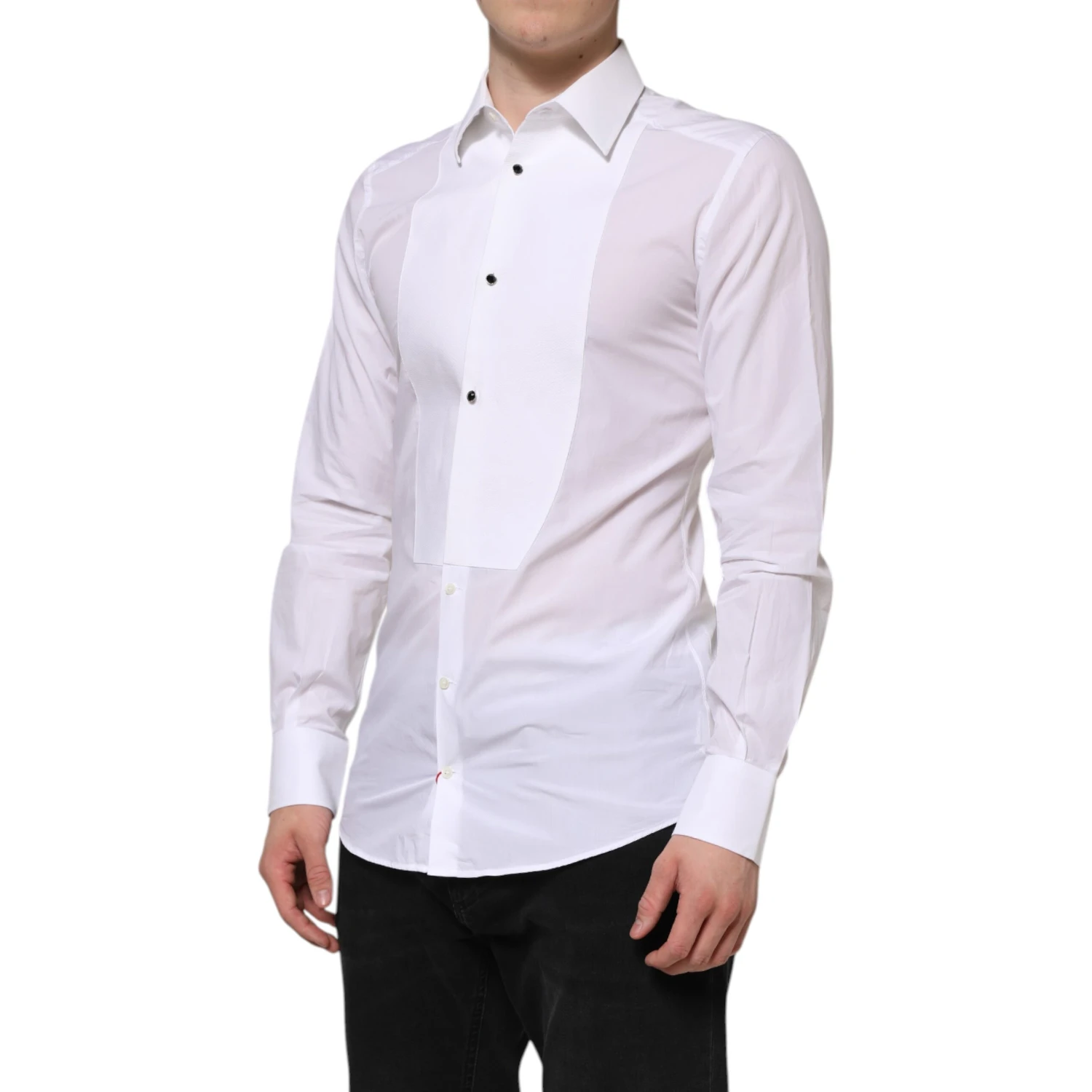 White Cotton GOLD Bib Poplin Formal Shirt