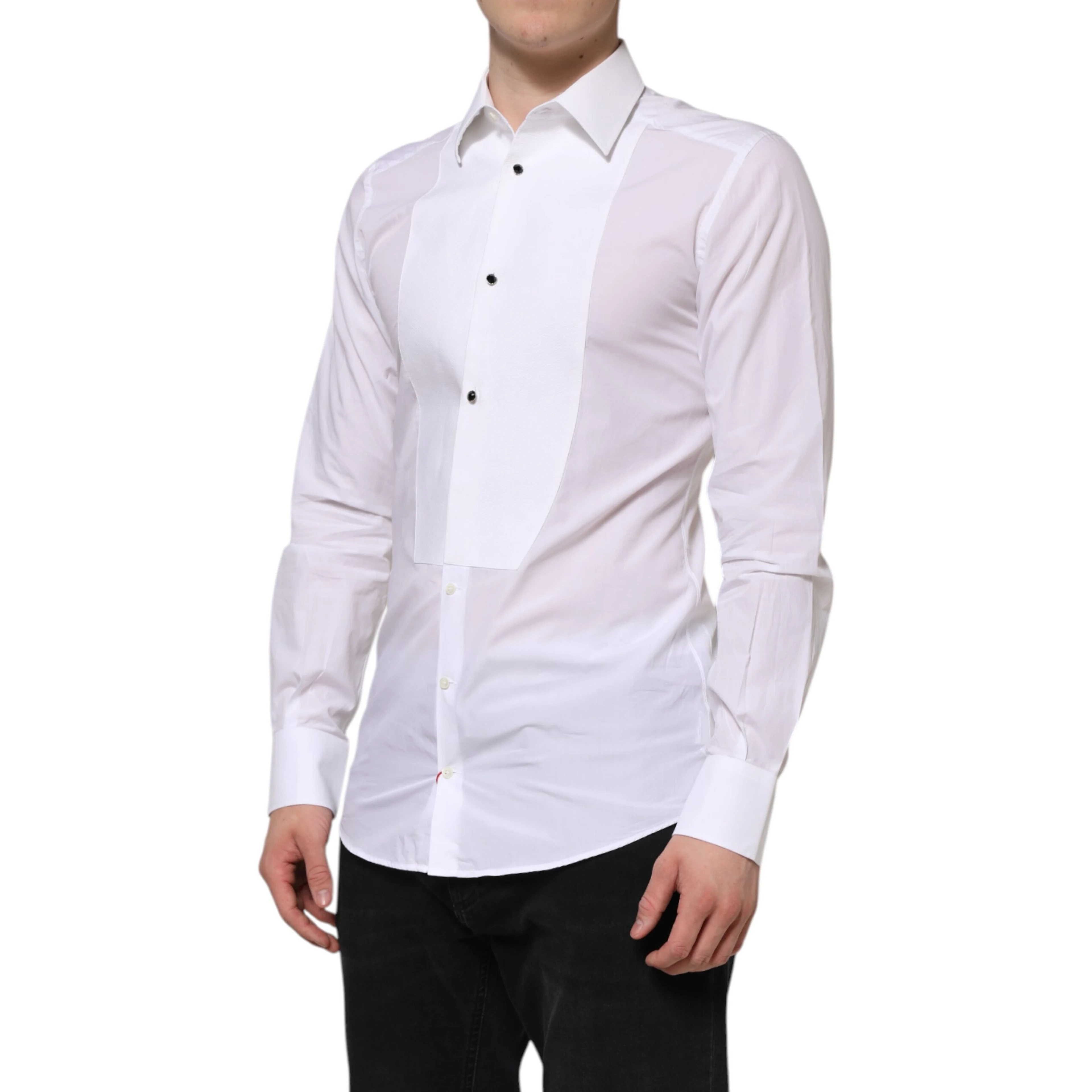White Cotton GOLD Bib Poplin Formal Shirt