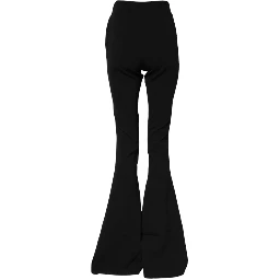 Black Polyester High Waisted Flared Pants