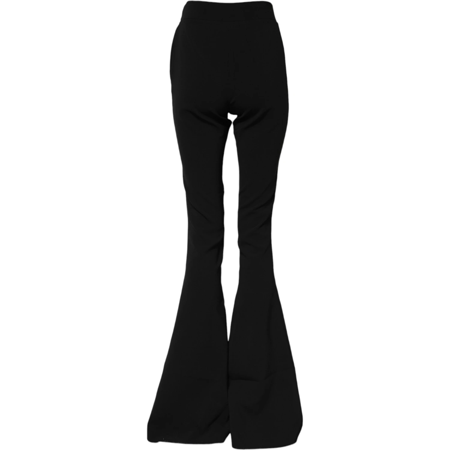 Black Polyester High Waisted Flared Pants