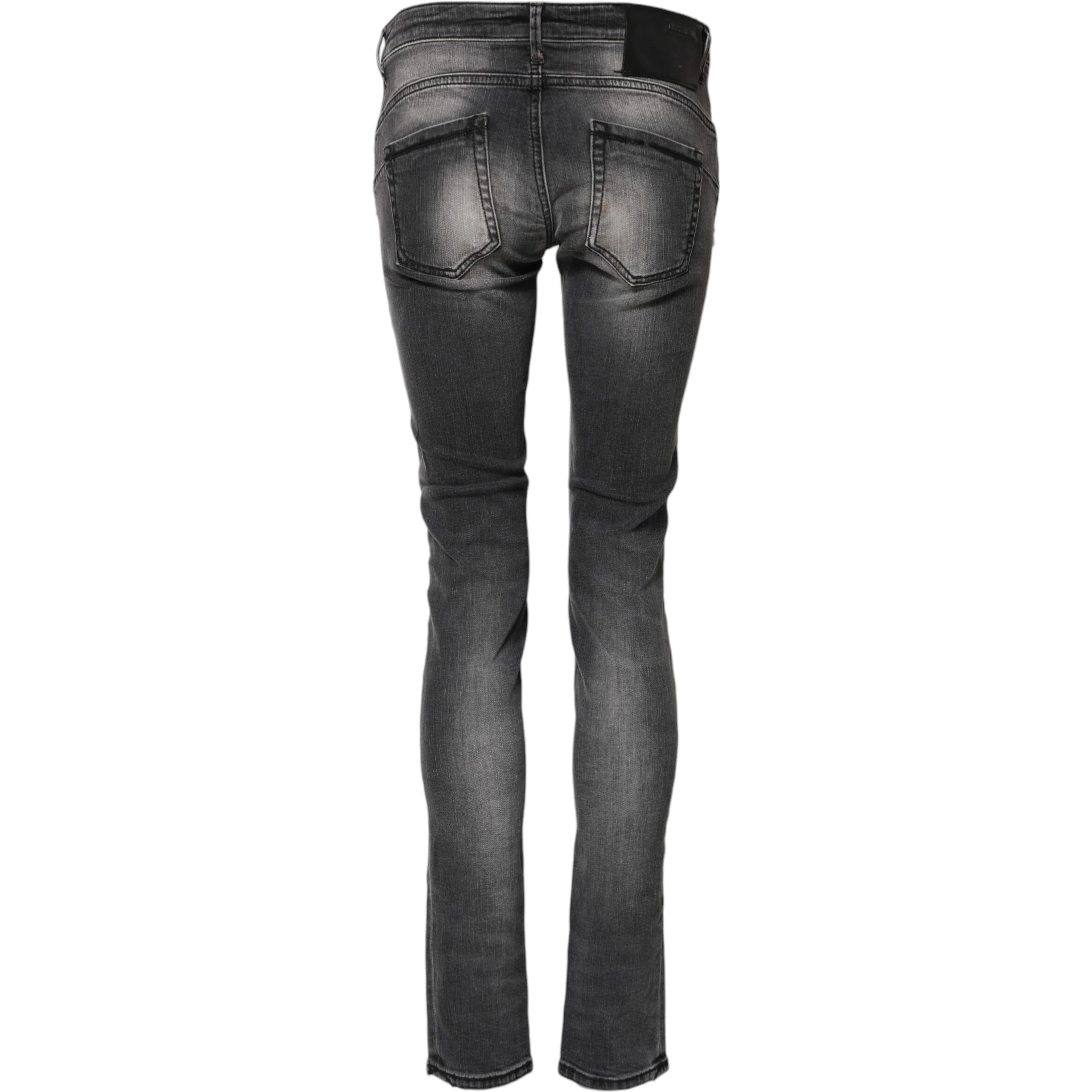 Dark Gray Cotton Slim Fit Denim Low Waist Denim Jeans