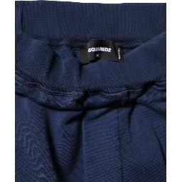 Blue Cotton Mid Waisted Jogger Pants