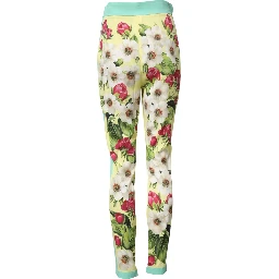 Yellow Silk Floral Leggings Pants
