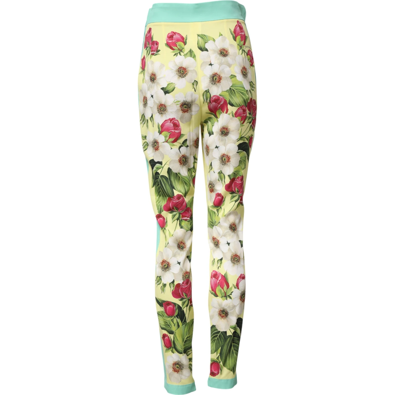Yellow Silk Floral Leggings Pants