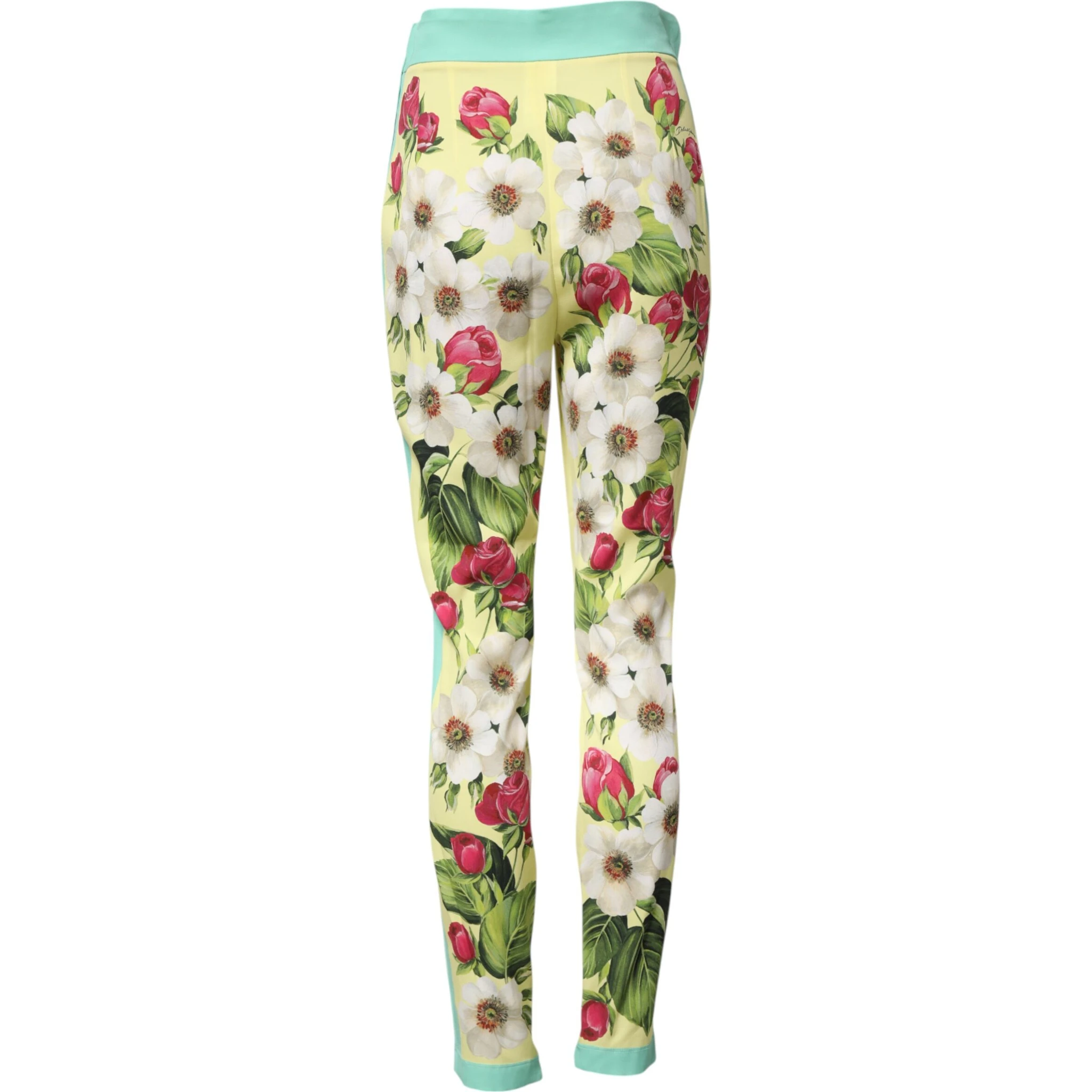 Yellow Silk Floral Leggings Pants