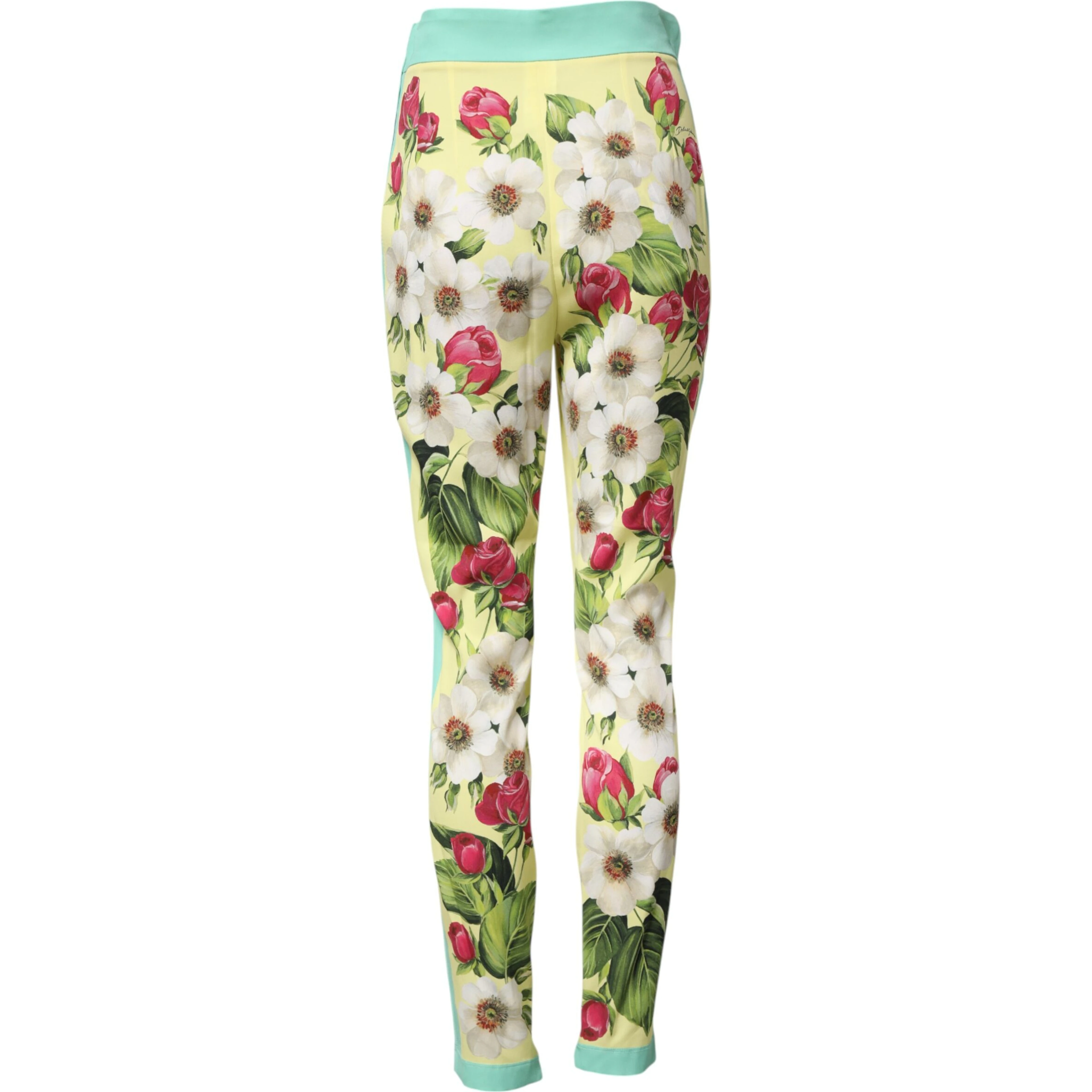Yellow Silk Floral Leggings Pants