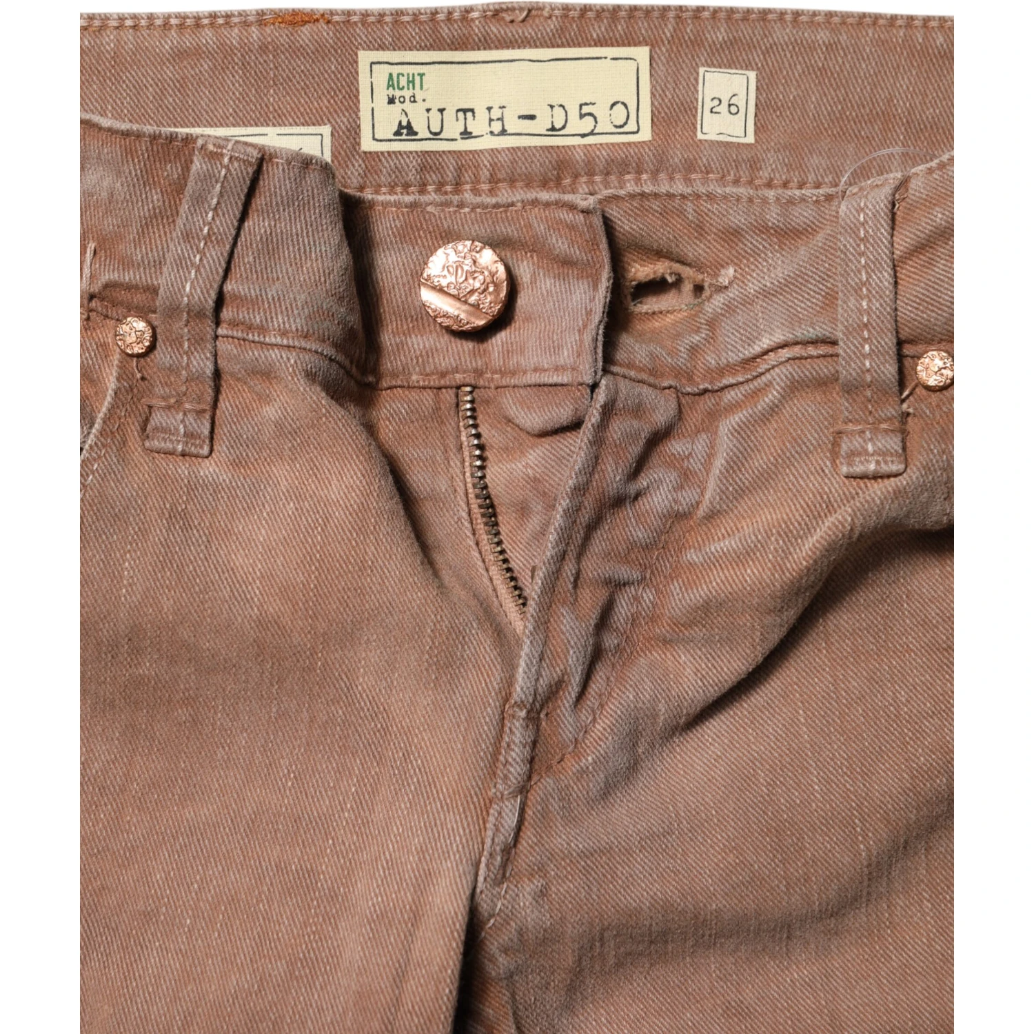 Brown Cotton Slim Fit Denim Low Waist Jeans