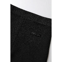 Black Polyester Pencil Cut Knee Length Skirt
