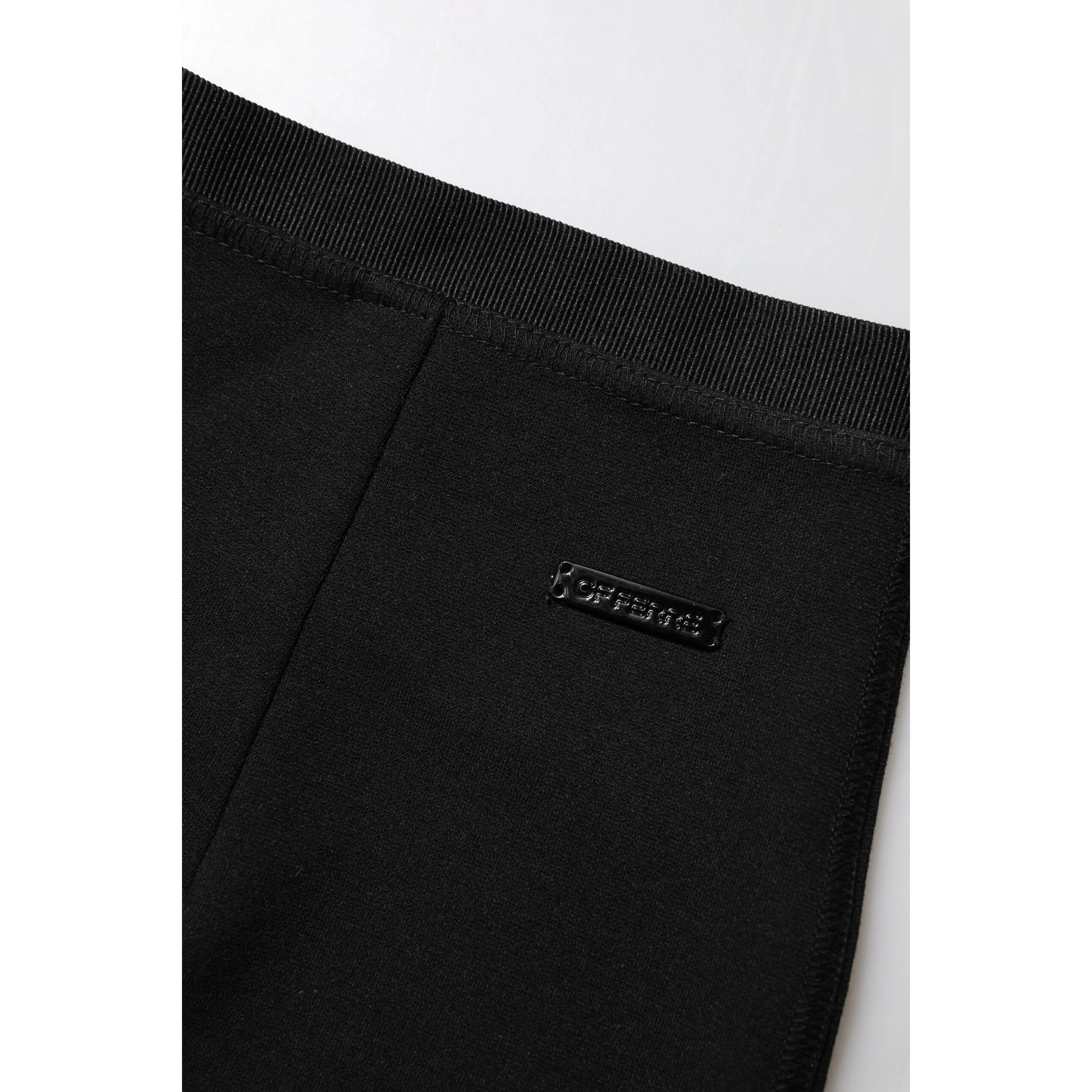 Black Polyester Pencil Cut Knee Length Skirt