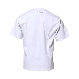 White Cotton Crew Neck Graphic Print T-shirt