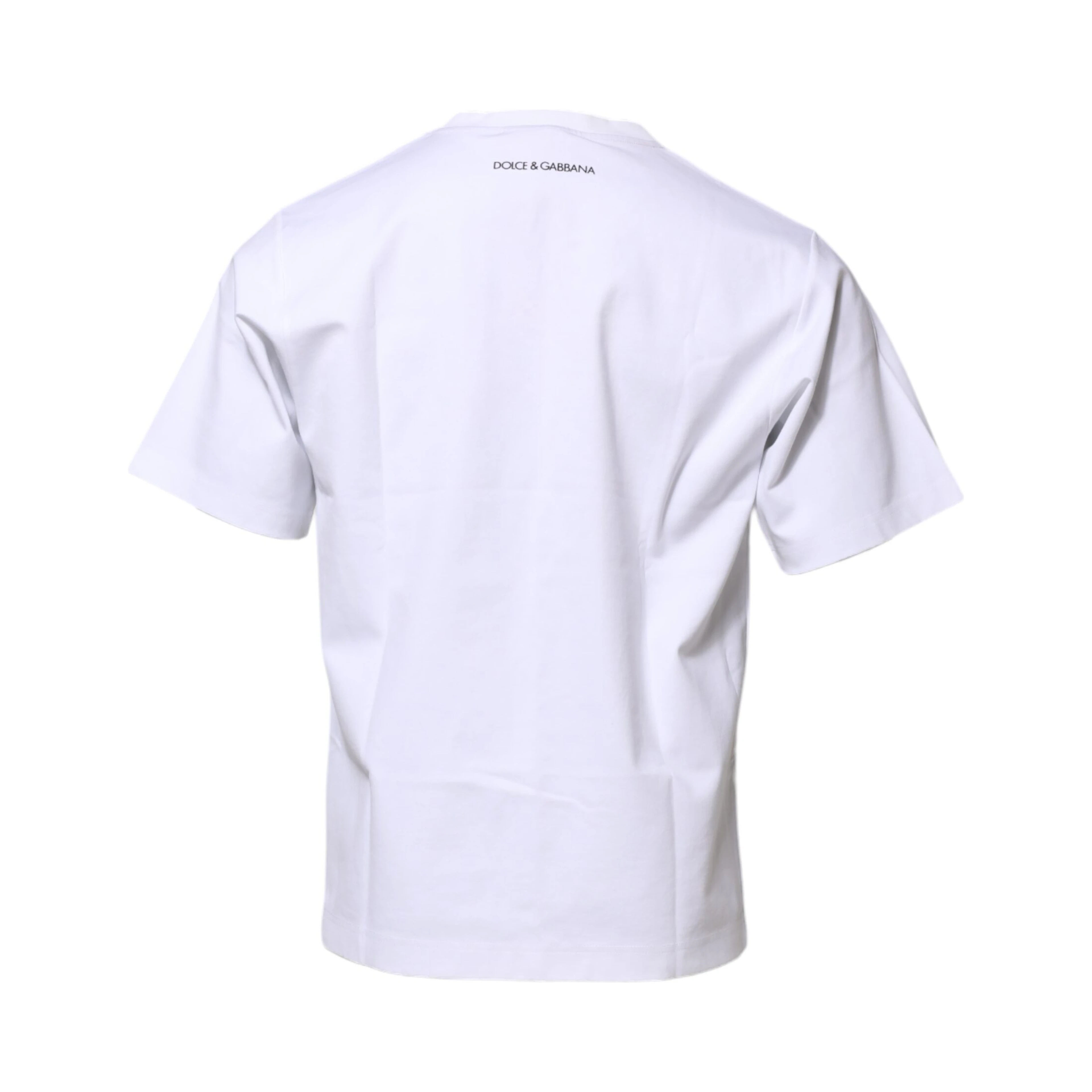 White Cotton Crew Neck Graphic Print T-shirt