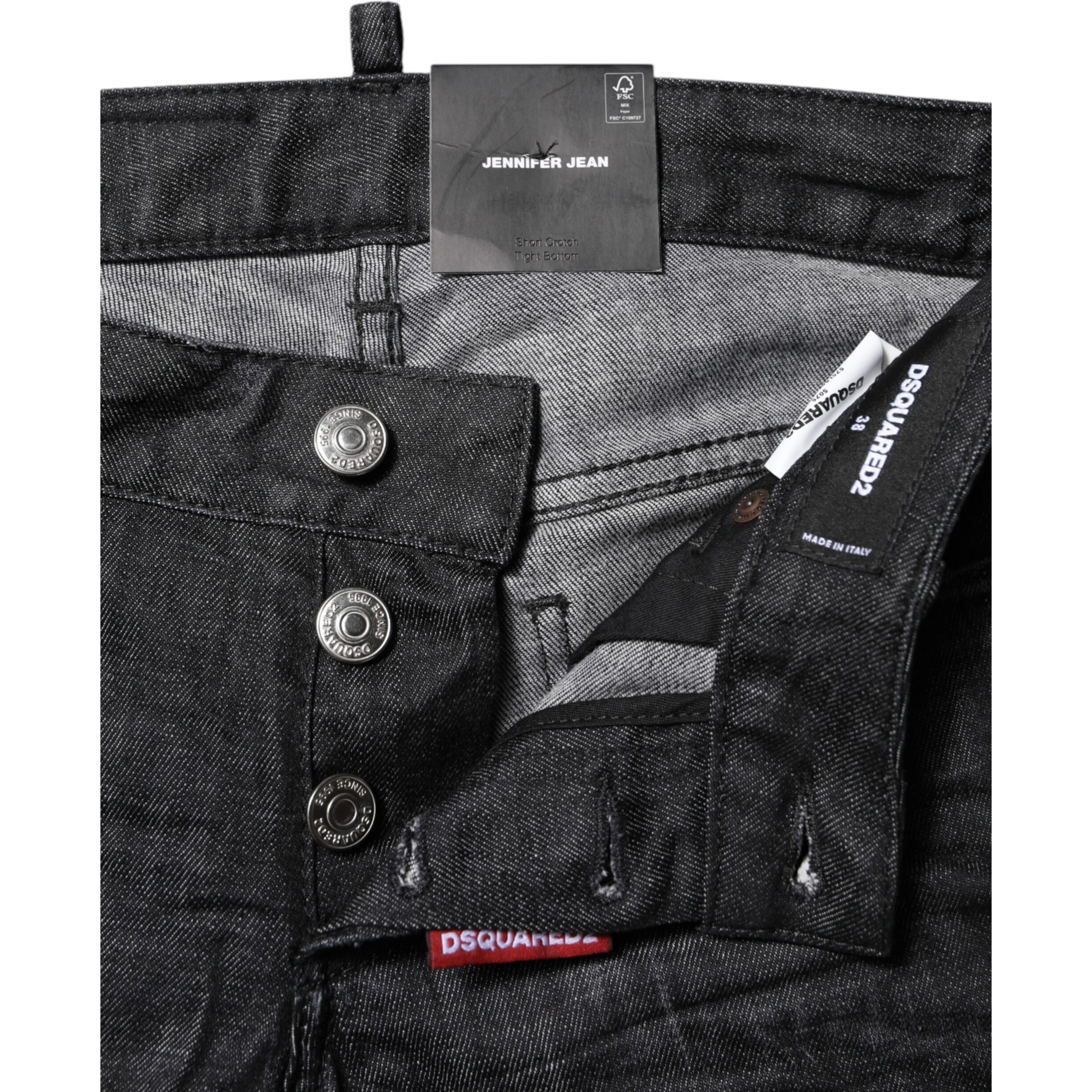 Black Cotton Low Waist Skinny Denim Jeans