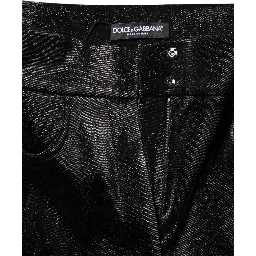 Black Cotton Stretch Silver Lurex Thread Pants