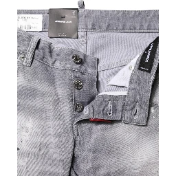Gray Washed Mid Waist Tapered Denim Jeans