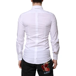 White Cotton GOLD Long Sleeves Formal Shirt