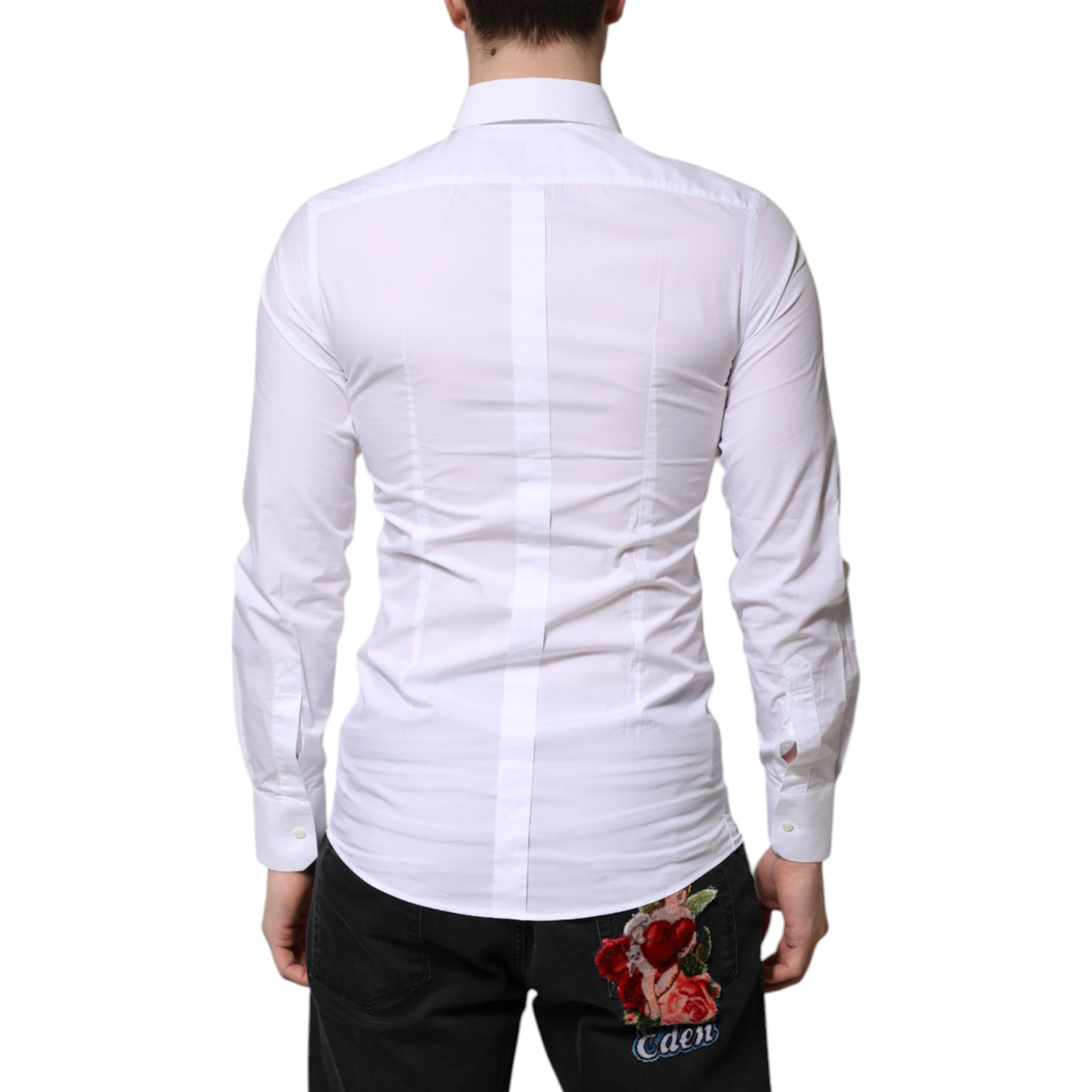 White Cotton GOLD Long Sleeves Formal Shirt