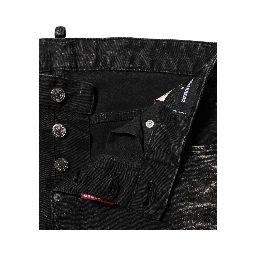 Black Washed Mid Waist Tapered Denim Jeans
