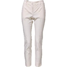 White Wool Tapered High Waist Pants