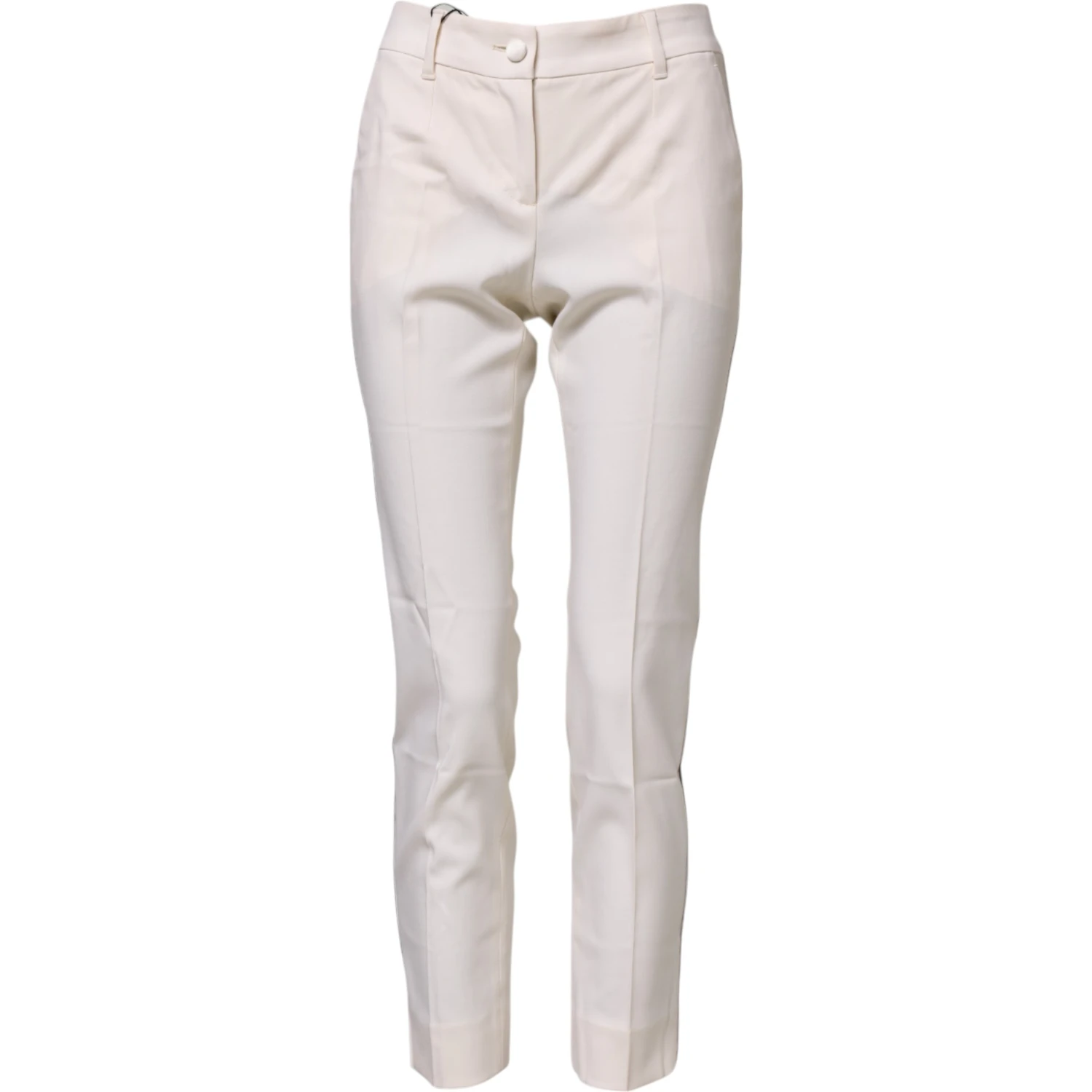 White Wool Tapered High Waist Pants