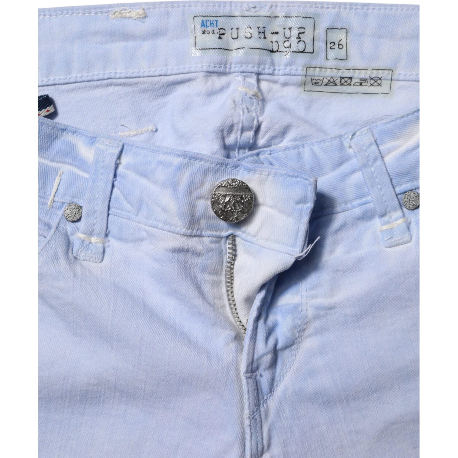 Light Blue Cotton Slim Fit Denim Low Waist Denim Jeans