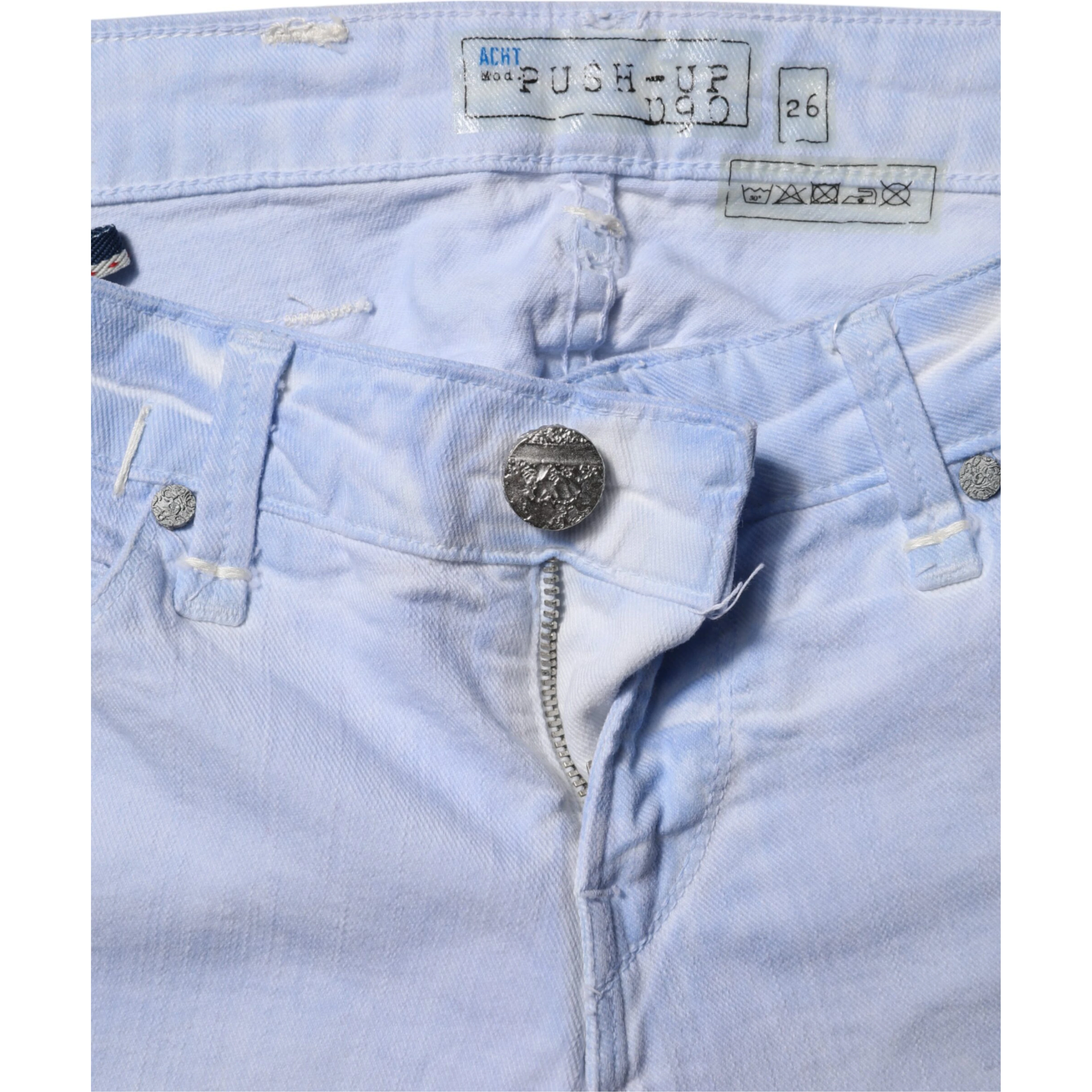 Light Blue Cotton Slim Fit Denim Low Waist Denim Jeans