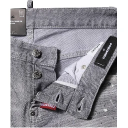Gray Washed Mid Waist Tapered Jeans