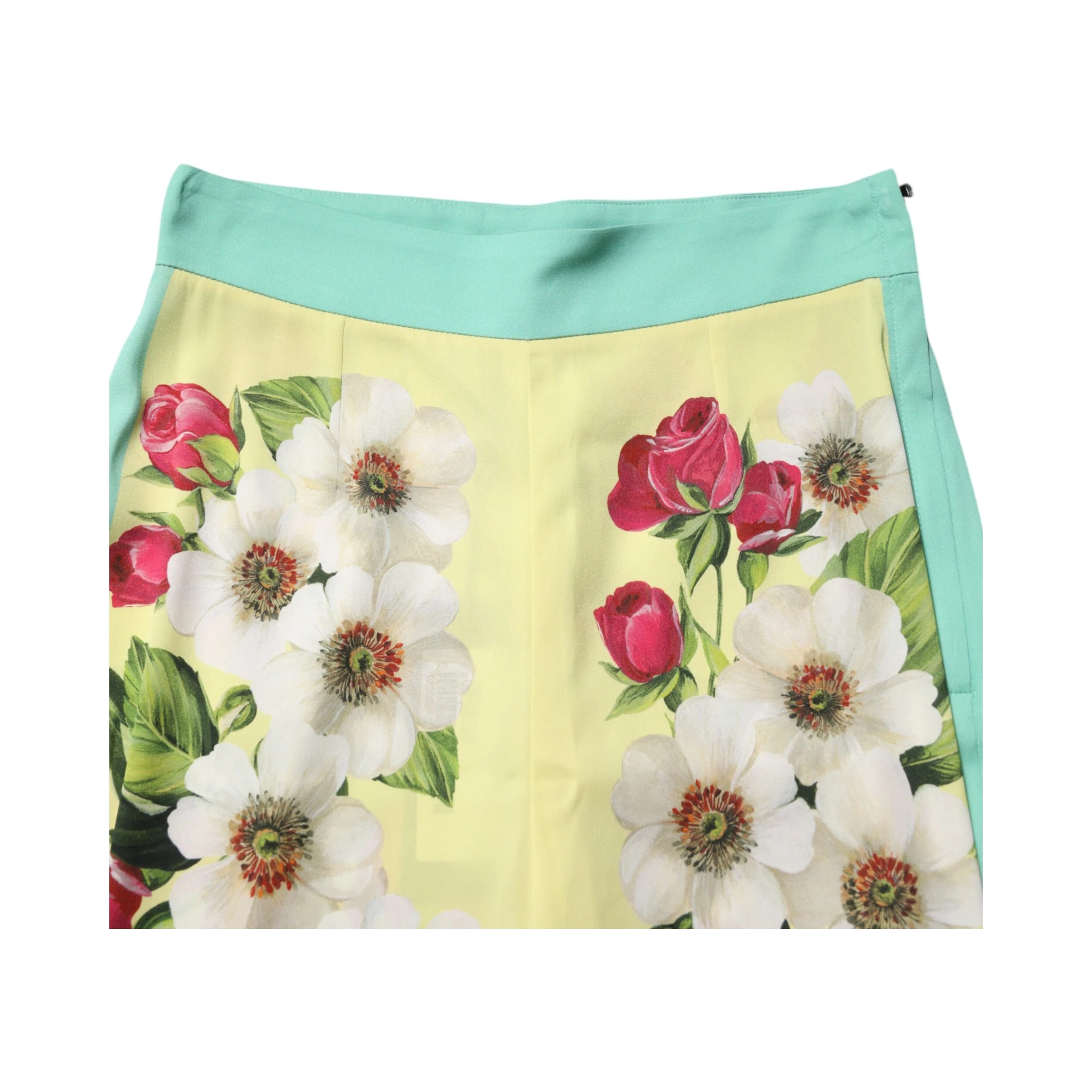 Yellow Silk Floral Leggings Pants