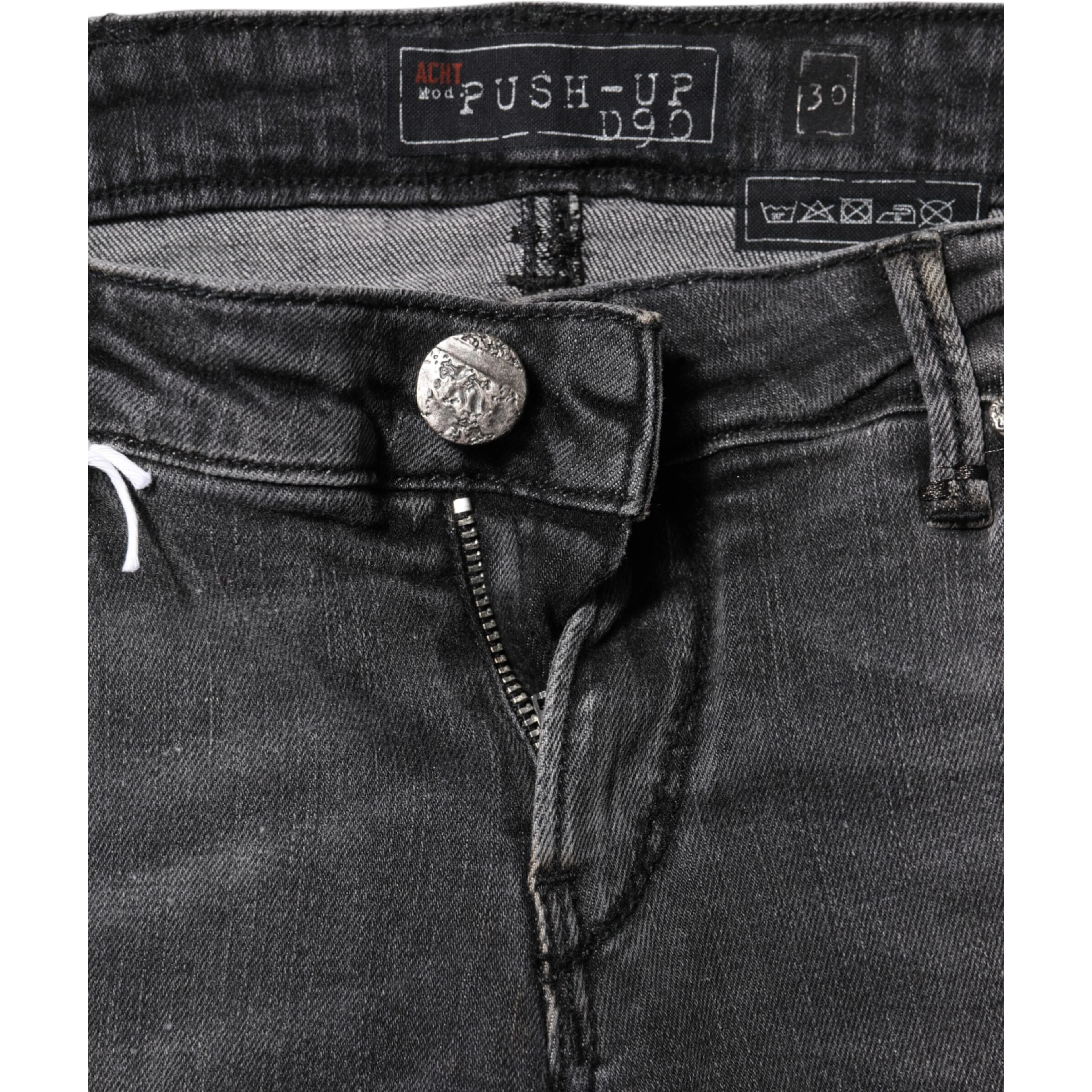 Dark Gray Cotton Slim Fit Denim Low Waist Denim Jeans