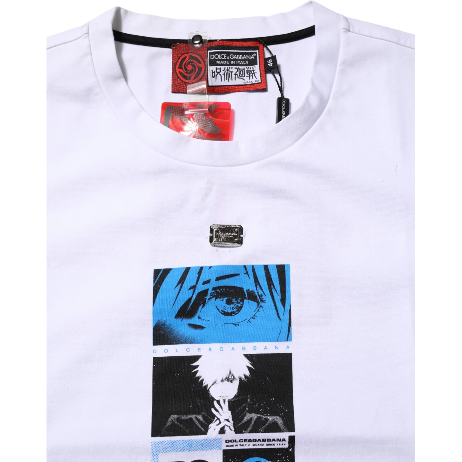 White Cotton Crew Neck Graphic Print T-shirt