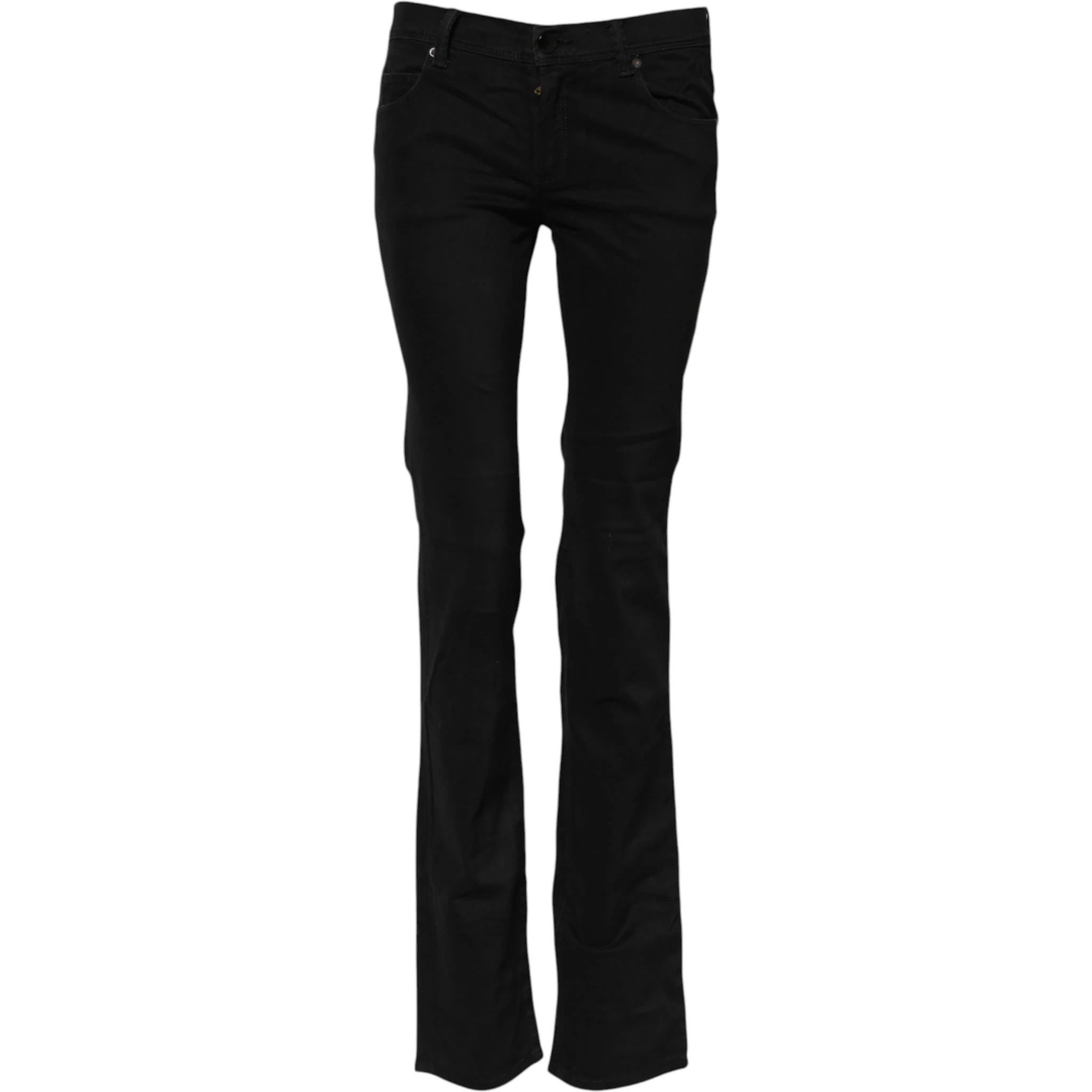 Black Cotton Stretch Flared Bootcut Denim Jeans