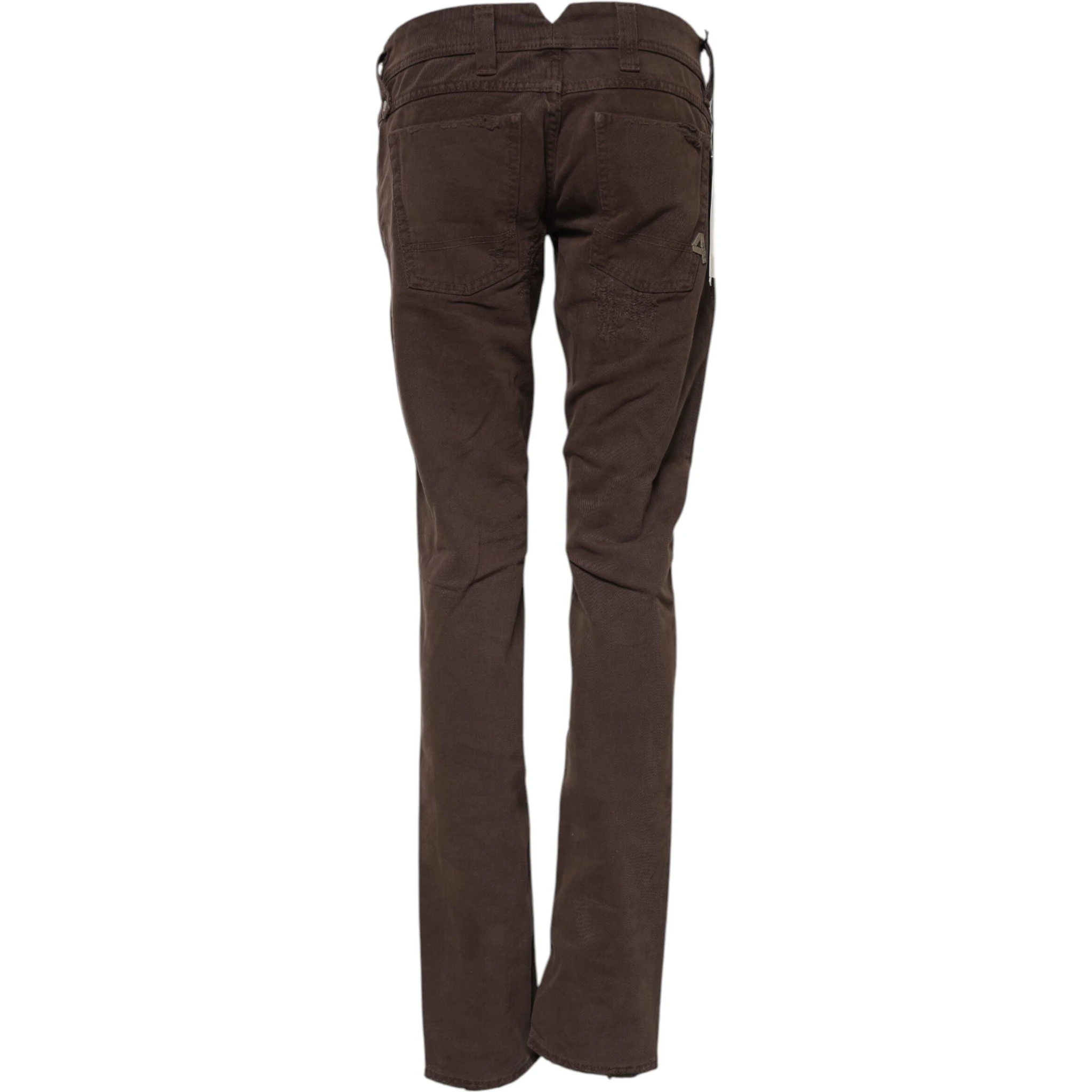 Brown Cotton Low Waist Skinny Casual Jeans