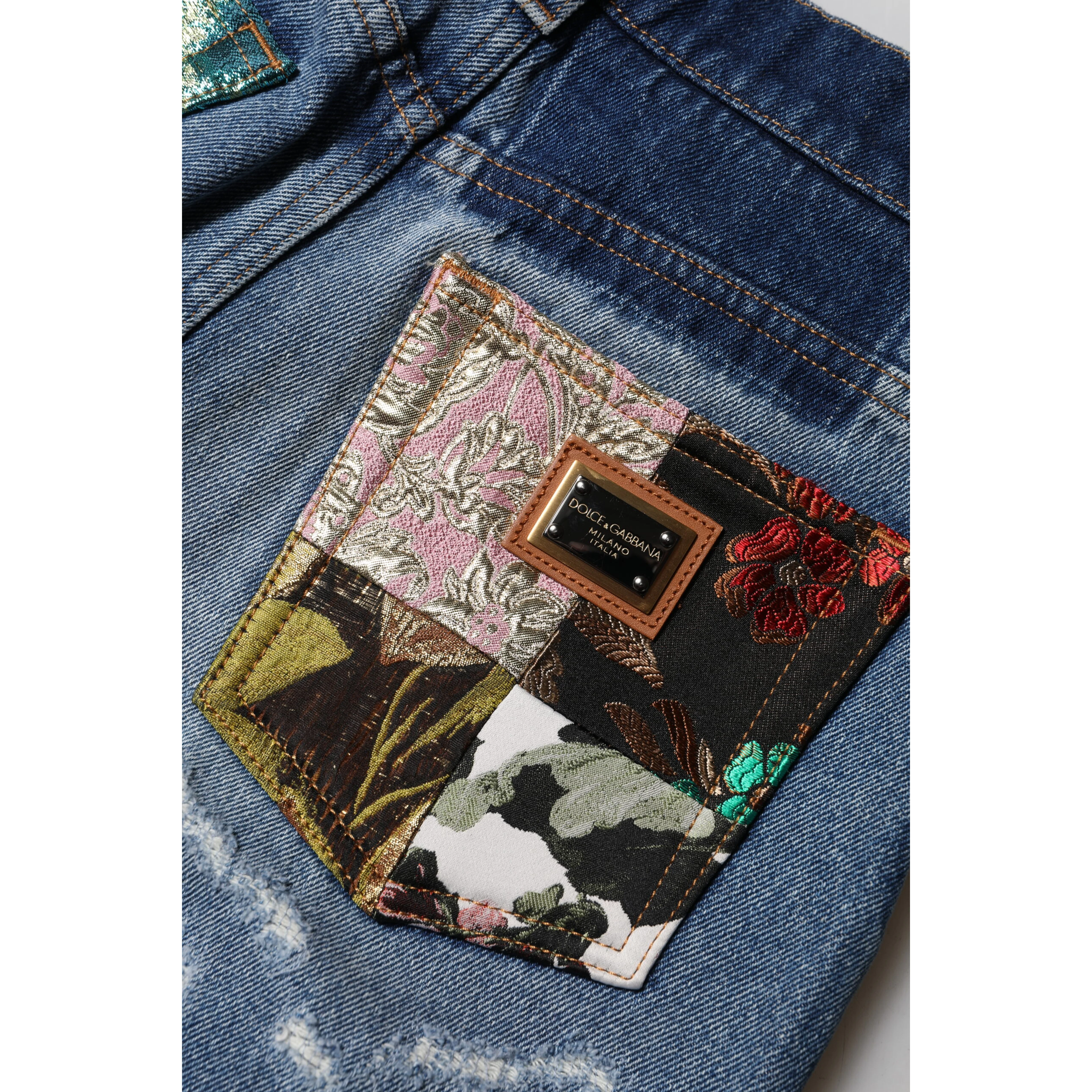 Blue Cotton Tattered High Waist Denim Jeans