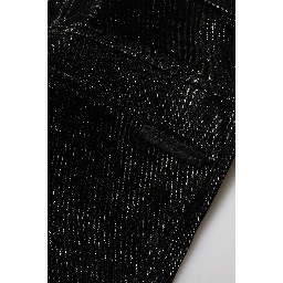 Black Cotton Stretch Silver Lurex Thread Pants