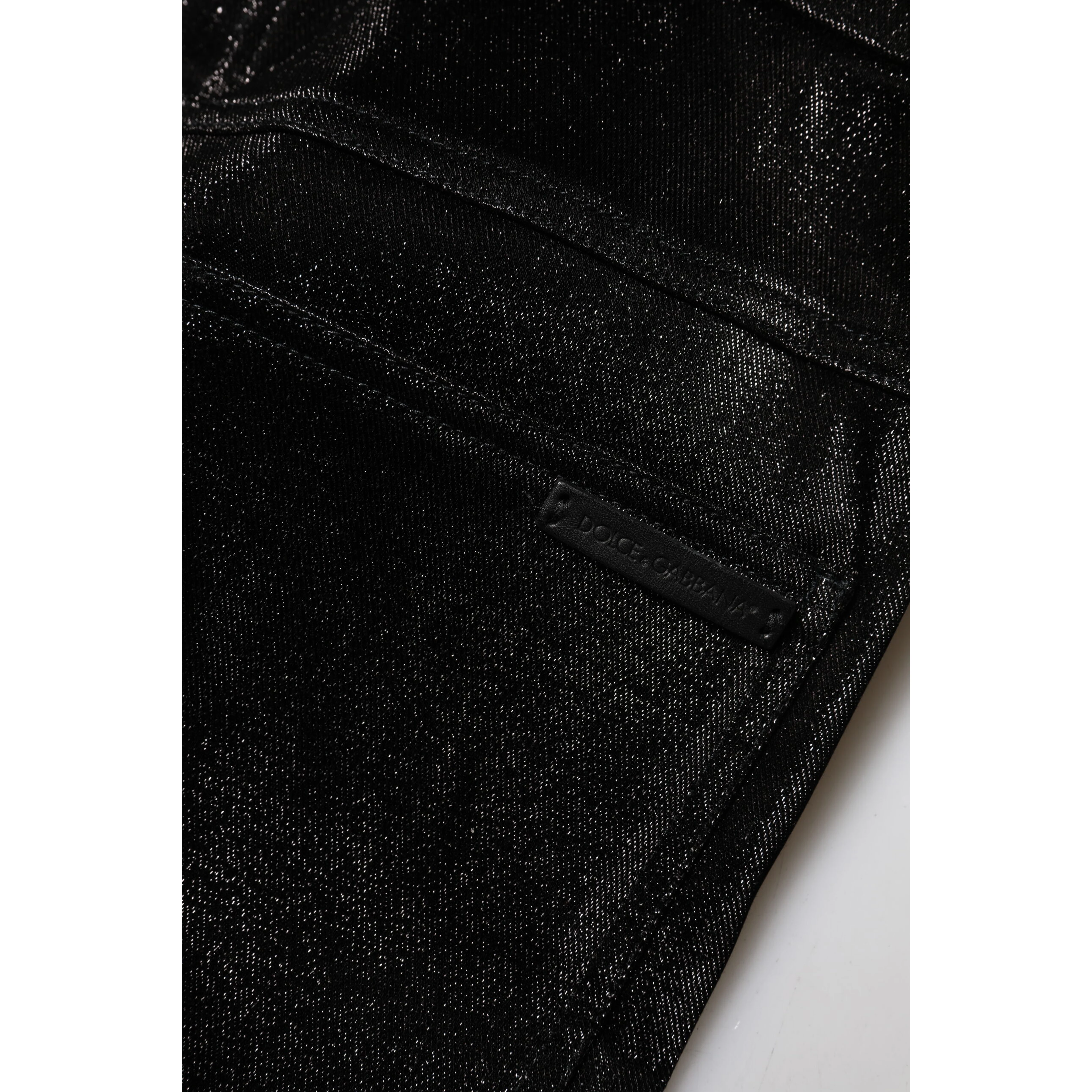 Black Cotton Stretch Silver Lurex Thread Pants