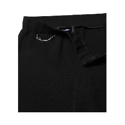 Black Polyester High Waisted Flared Pants