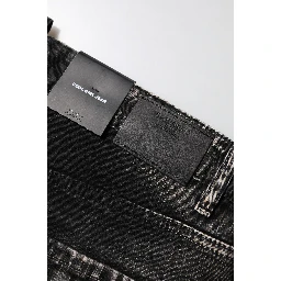 Black Washed Mid Waist Tapered Denim Jeans