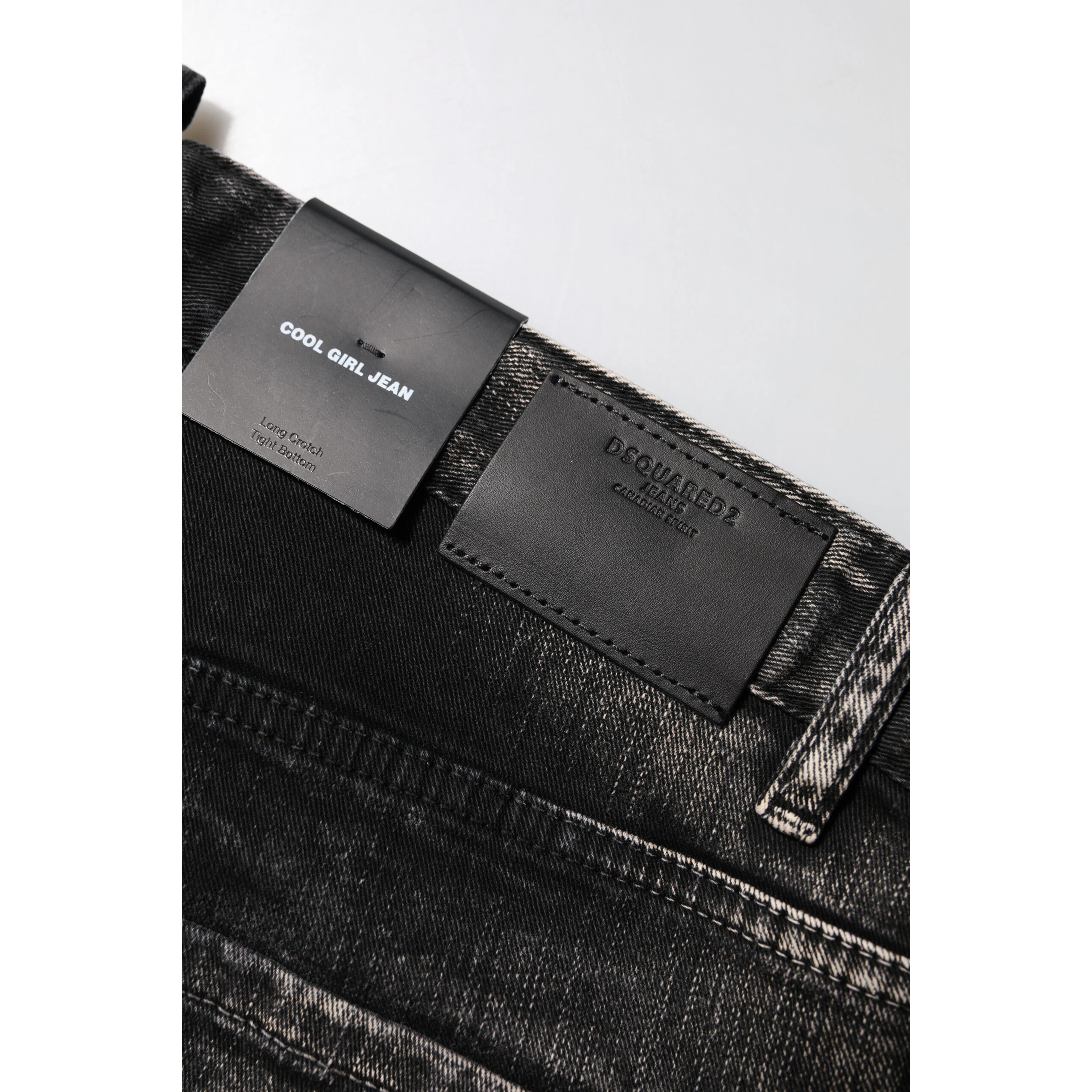 Black Washed Mid Waist Tapered Denim Jeans