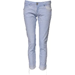 Light Blue Cotton Slim Fit Denim Low Waist Denim Jeans