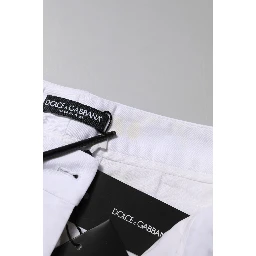 White Cotton Stretch Mid Waist Jeans