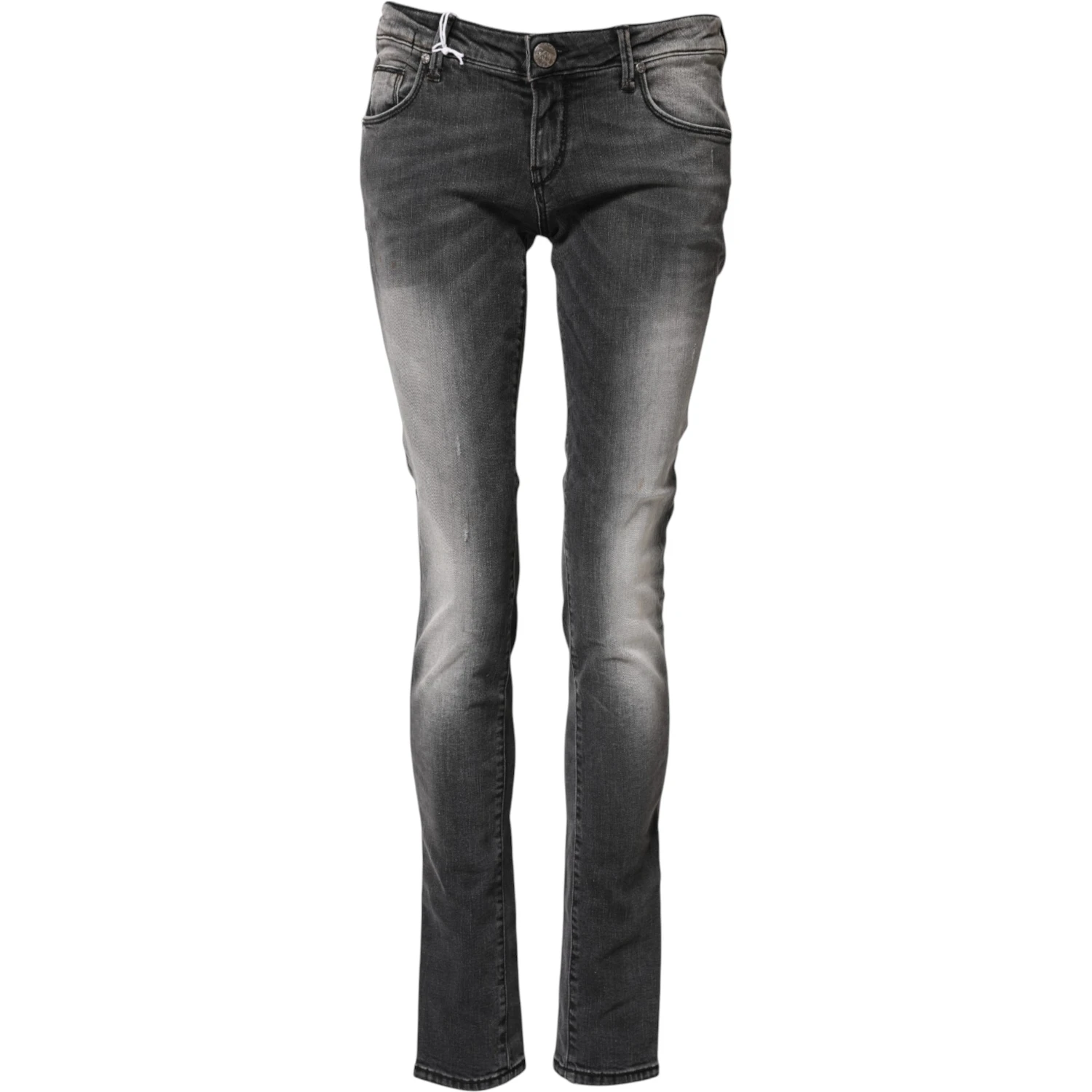 Dark Gray Cotton Slim Fit Denim Low Waist Denim Jeans