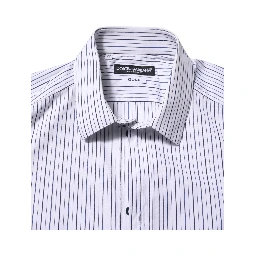 White Blue Striped Cotton GOLD Formal Shirt