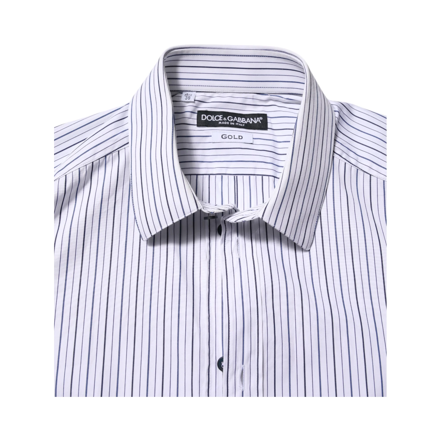 White Blue Striped Cotton GOLD Formal Shirt